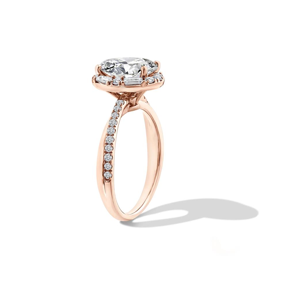 Lab Grown Diamond Oval Halo Engagement Ring in 14K Rose Gold (2 1/2 ct. tw.) – Image 3 of 4