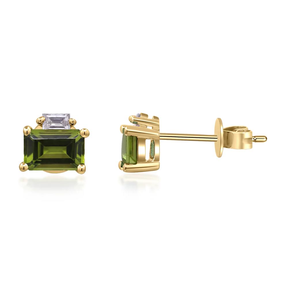 Peridot &amp; Diamond Stud Earrings in 10K Yellow Gold (1/10 ct. tw.) – Image 3 of 3