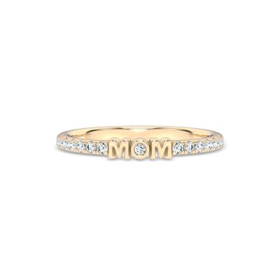 Diamond "Mom" Stack Band in 10K Gold