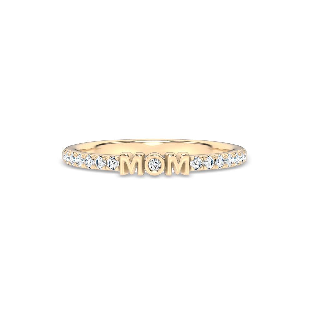 Diamond "Mom" Stack Band in 10K Yellow Gold (1/7 ct. tw.) – Image 1 of 4