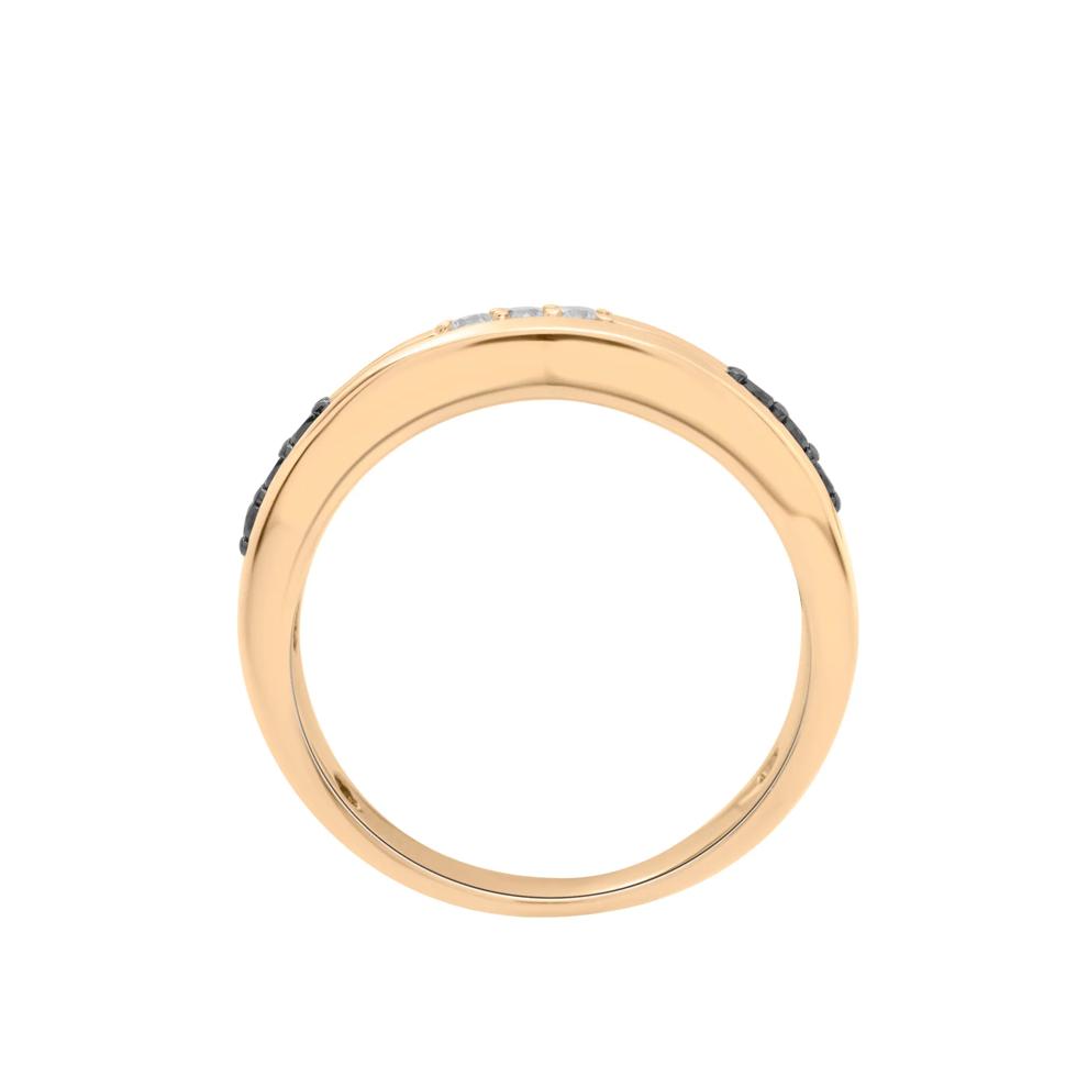 Men's Black and White Diamond Band in 10K Yellow Gold (1/4 ct. tw.) – Image 2 of 5