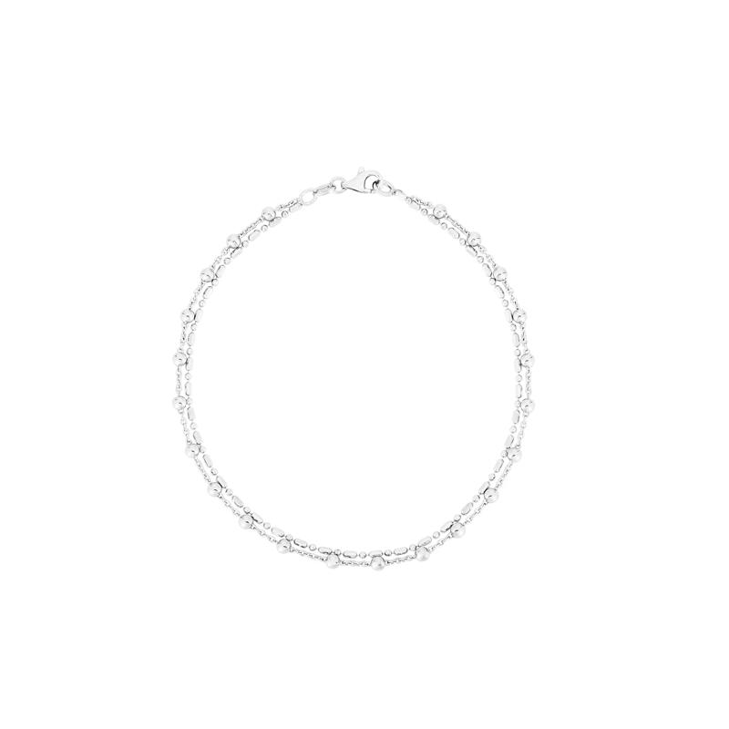 Double-Strand Bead Anklet in Sterling Silver, 10&rdquo; – Image 1 of 2