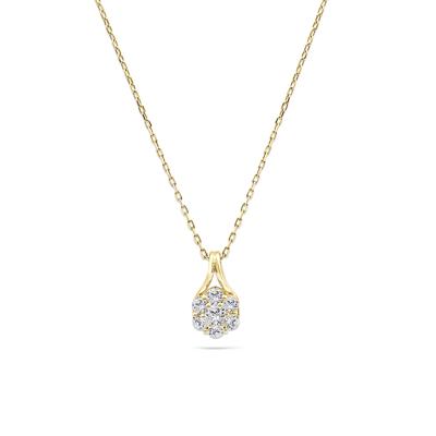 Lab Grown Diamond Seven-Stone Cluster Pendant Necklace in 10K Yellow Gold (1/2 ct. tw.)