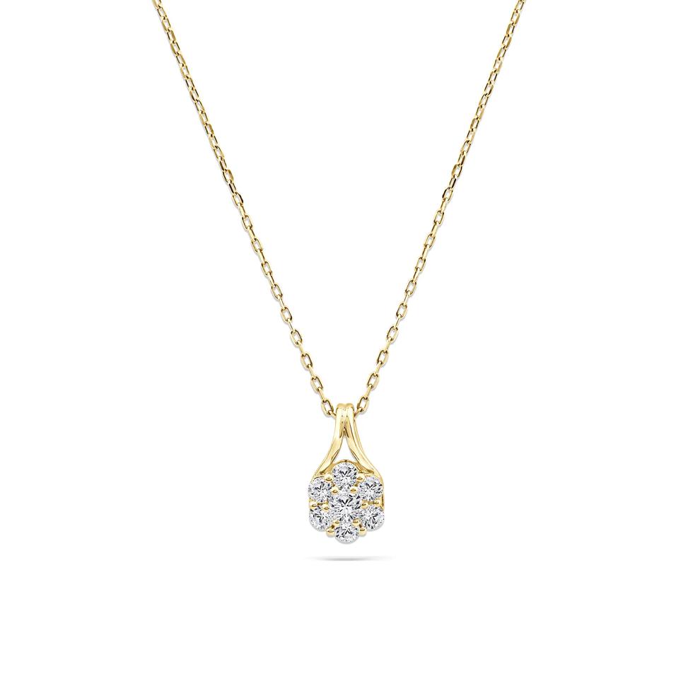 Lab Grown Diamond Seven-Stone Cluster Pendant Necklace in 10K Yellow Gold (1/2 ct. tw.) – Image 1 of 4