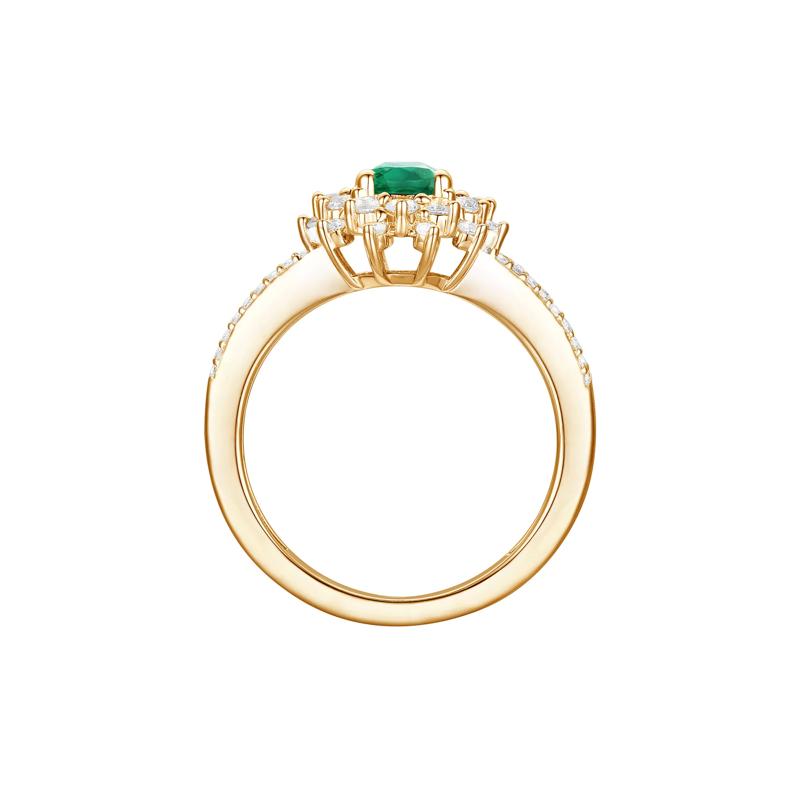 Emerald and Diamond Halo Ring in 14K Yellow Gold &#40;1/2 ct. tw.&#41; – Image 2 of 3