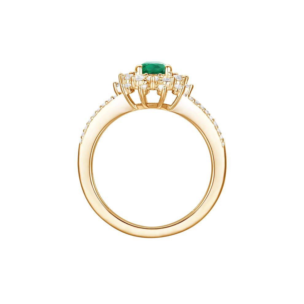 Emerald and Diamond Halo Ring in 14K Yellow Gold (1/2 ct. tw.) – Image 2 of 3