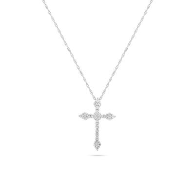 Lab-Created White Sapphire Cross Pendant Necklace in Sterling Silver