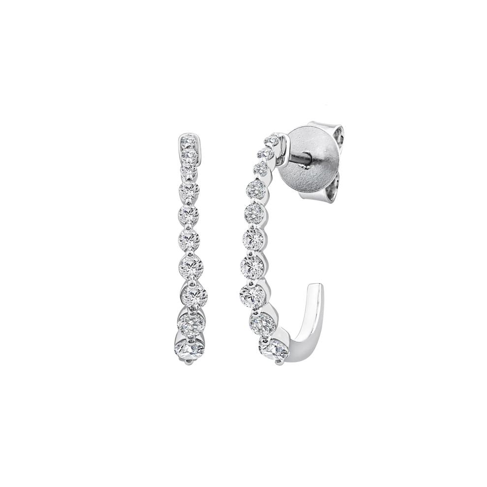 Diamond Hoop Earrings in 10K White Gold (1/2 ct. tw.) – Image 1 of 2