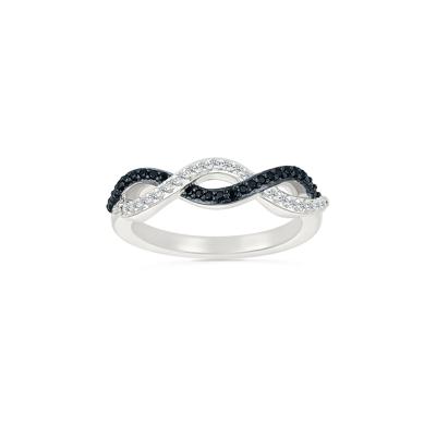 Black and White Diamond Twist Ring in Sterling Silver (1/5 ct. tw.)