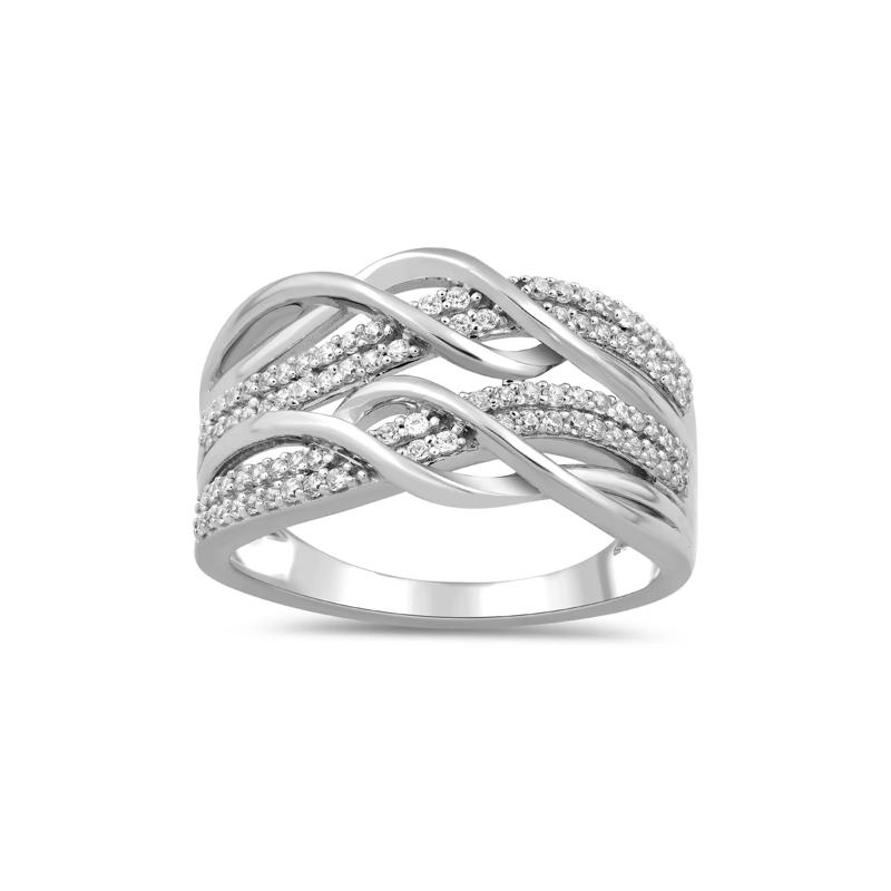Diamond Two-Row Wrap Ring in Sterling Silver &#40;1/3 ct. tw.&#41; – Image 4 of 5