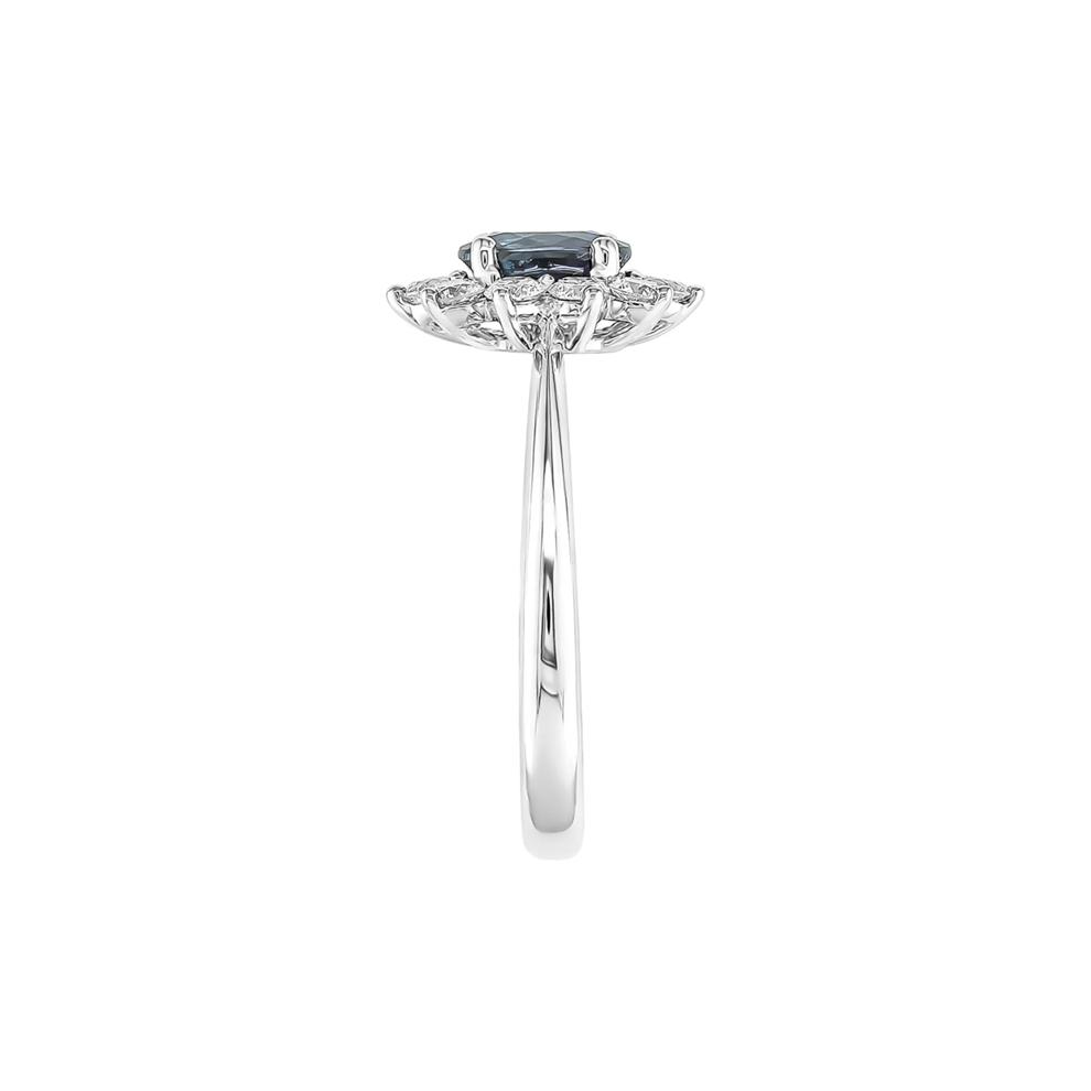 Oval Blue Sapphire Ring with Diamond Halo in 14k white gold (5/8 ct. tw.) – Image 3 of 3