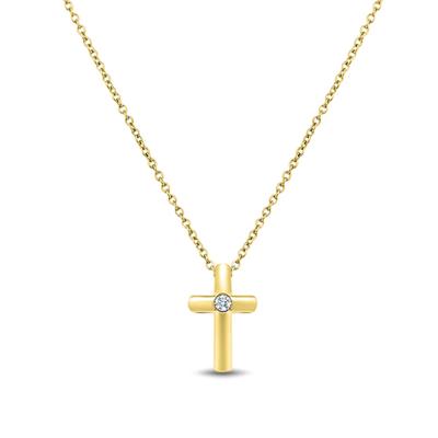 Diamond Accent Cross Pendant in 10K Yellow Gold