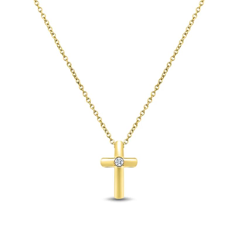 Diamond Accent Cross Pendant in 10K Yellow Gold – Image 1 of 3