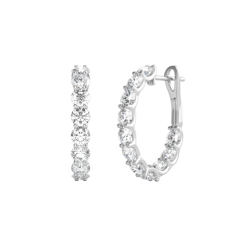 2 1/2 ct. tw. Diamond Inside-Out Hoop Earrings in 14K White Gold – Image 1 of 1