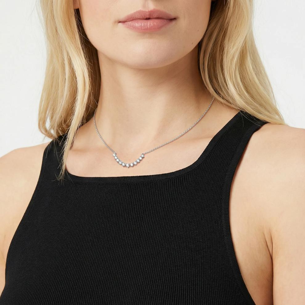 Lab Grown Diamond Graduated Smile Necklace in 14K White Gold (1/2 ct. tw.) – Image 3 of 3