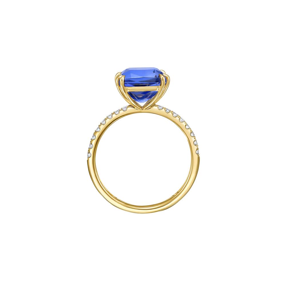 Tanzanite &amp; Diamond Double Prong Ring in 14K Yellow Gold (1/7 ct. tw.) – Image 2 of 4