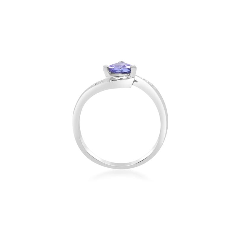 Trillion-Shaped Tanzanite Ring with Diamond Accents in Sterling Silver – Image 2 of 4