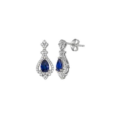 Blue Sapphire & 1/3 ct. tw. Diamond Earrings in 10K White Gold