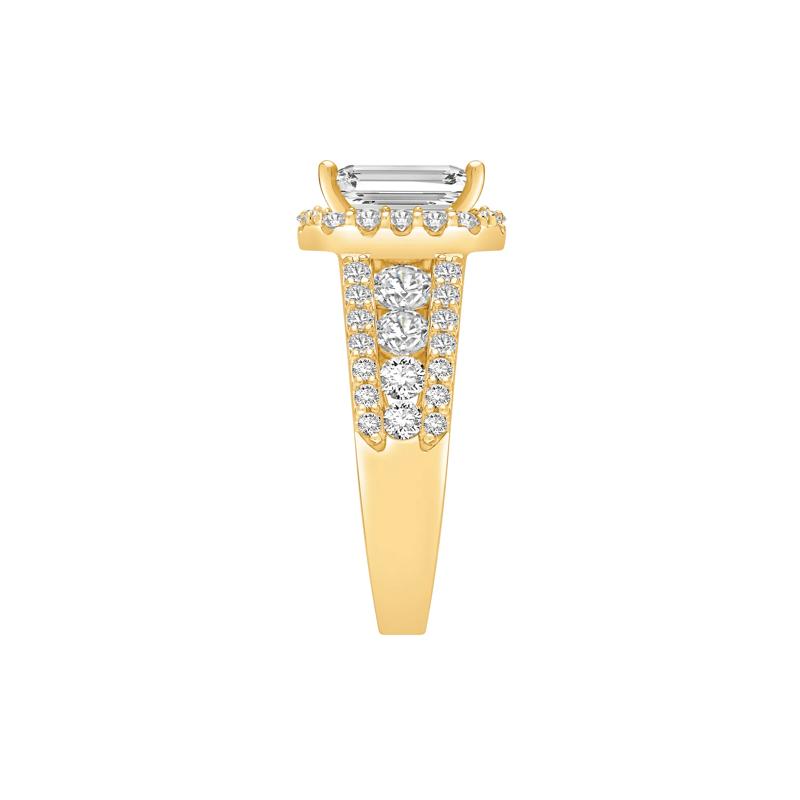 Lab Grown Diamond Halo Engagement Ring in 14K Yellow Gold &#40;3 1/2 ct. tw.&#41; – Image 3 of 4