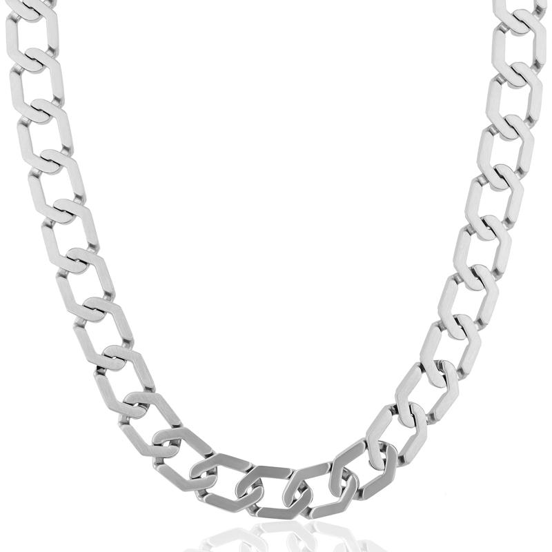 Men&rsquo;s Hexagon Chain in Stainless Steel, 20&rdquo; – Image 1 of 2