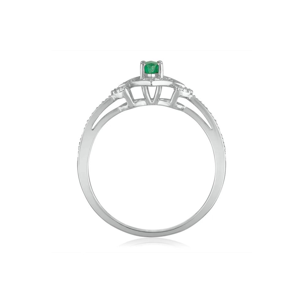 Marquise Emerald &amp; Diamond Ring in 14K White Gold – Image 2 of 3