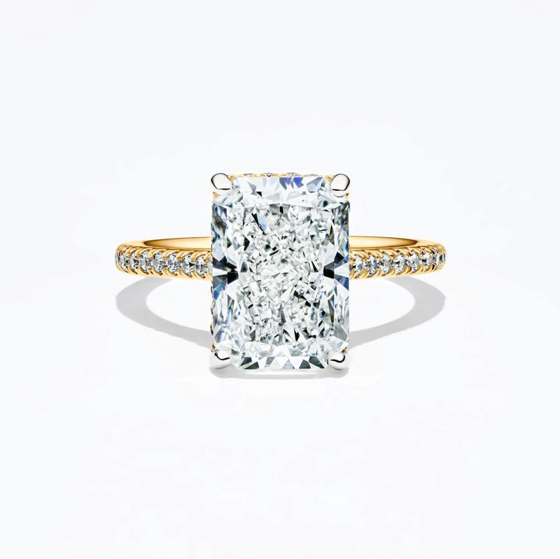 Lab Grown Radiant-Cut Engagement Ring in 14K Yellow Gold &#40;5 1/3 ct. tw.&#41; – Image 1 of 4