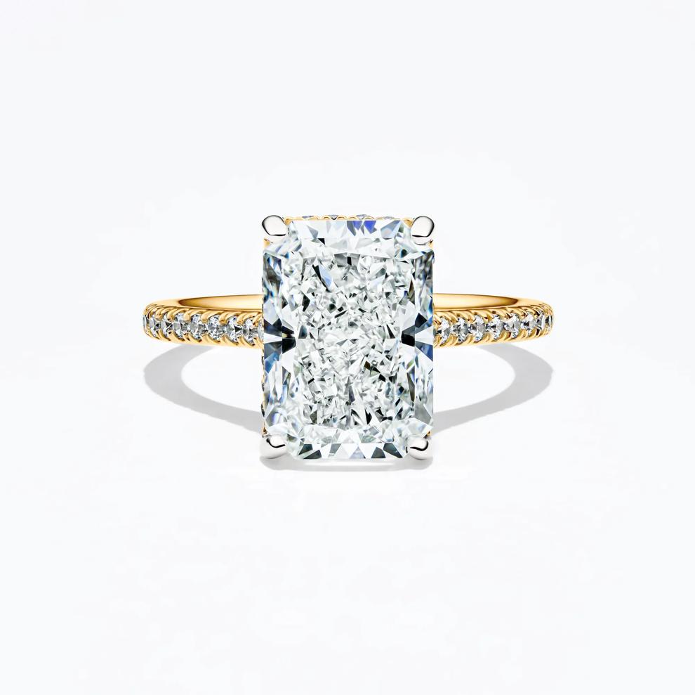 Lab Grown Radiant-Cut Engagement Ring in 14K Yellow Gold (5 1/3 ct. tw.) – Image 1 of 4
