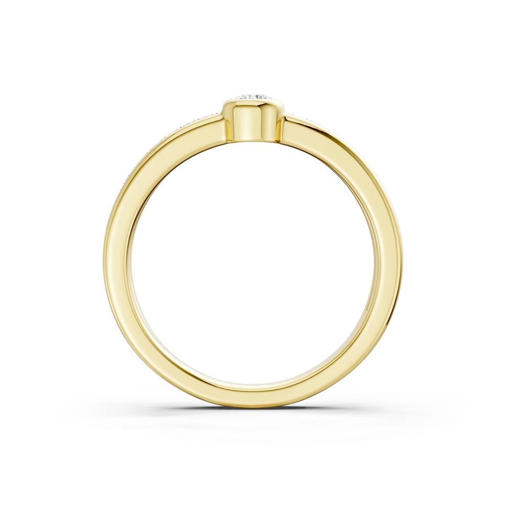 Diamond Round Double Layer Bezel-Set Ring in 10K Yellow Gold (1/4 ct. tw.) – Image 4 of 4