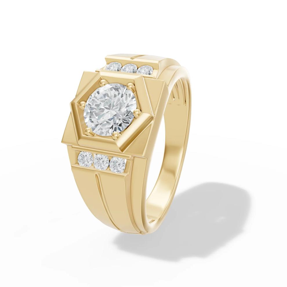 Men's Lab Grown Diamond Ring in 10K Yellow Gold (1 1/7 ct. tw.) – Image 2 of 4