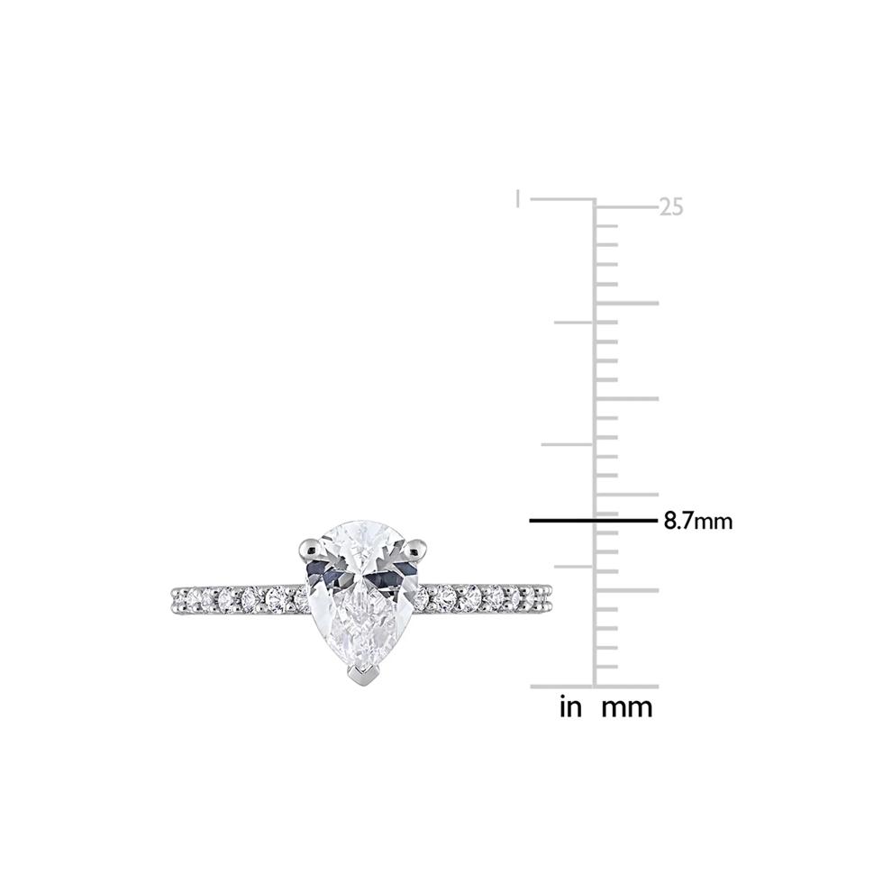 Pear-Shaped Lab Created White Sapphire Ring in 10K White Gold – Image 4 of 6