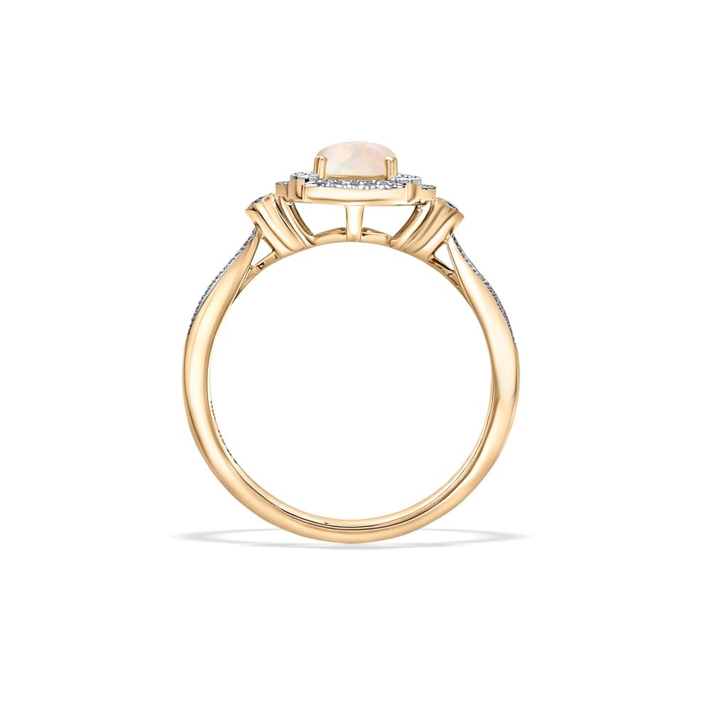 Opal &amp; Diamond Halo Ring in 10K Yellow Gold (1/5 ct. tw.) – Image 2 of 4