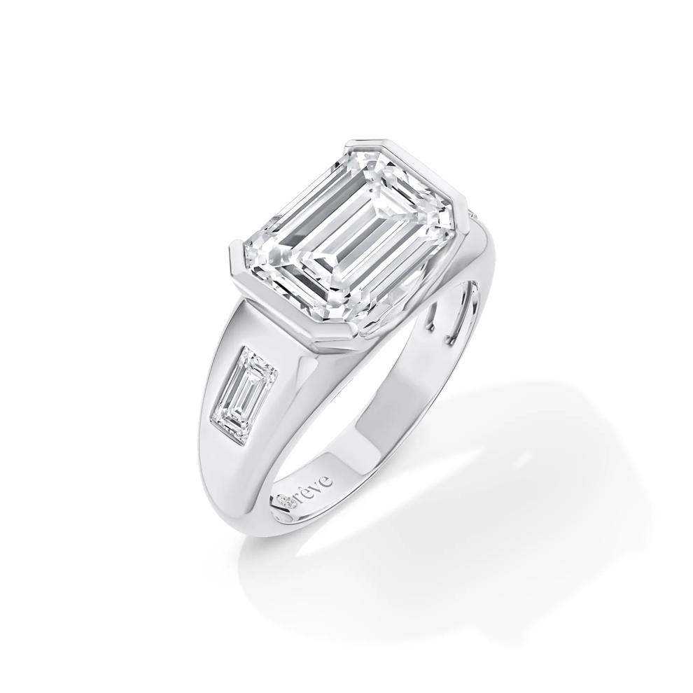 Lennox Lab Grown Diamond Emerald-Cut Center in 14K White Gold (3 3/8 ct. tw.) – Image 4 of 4
