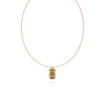 Men's Gemstone Arrow Design Dog Tag Pendant Necklace in 18K Gold Vermeil
