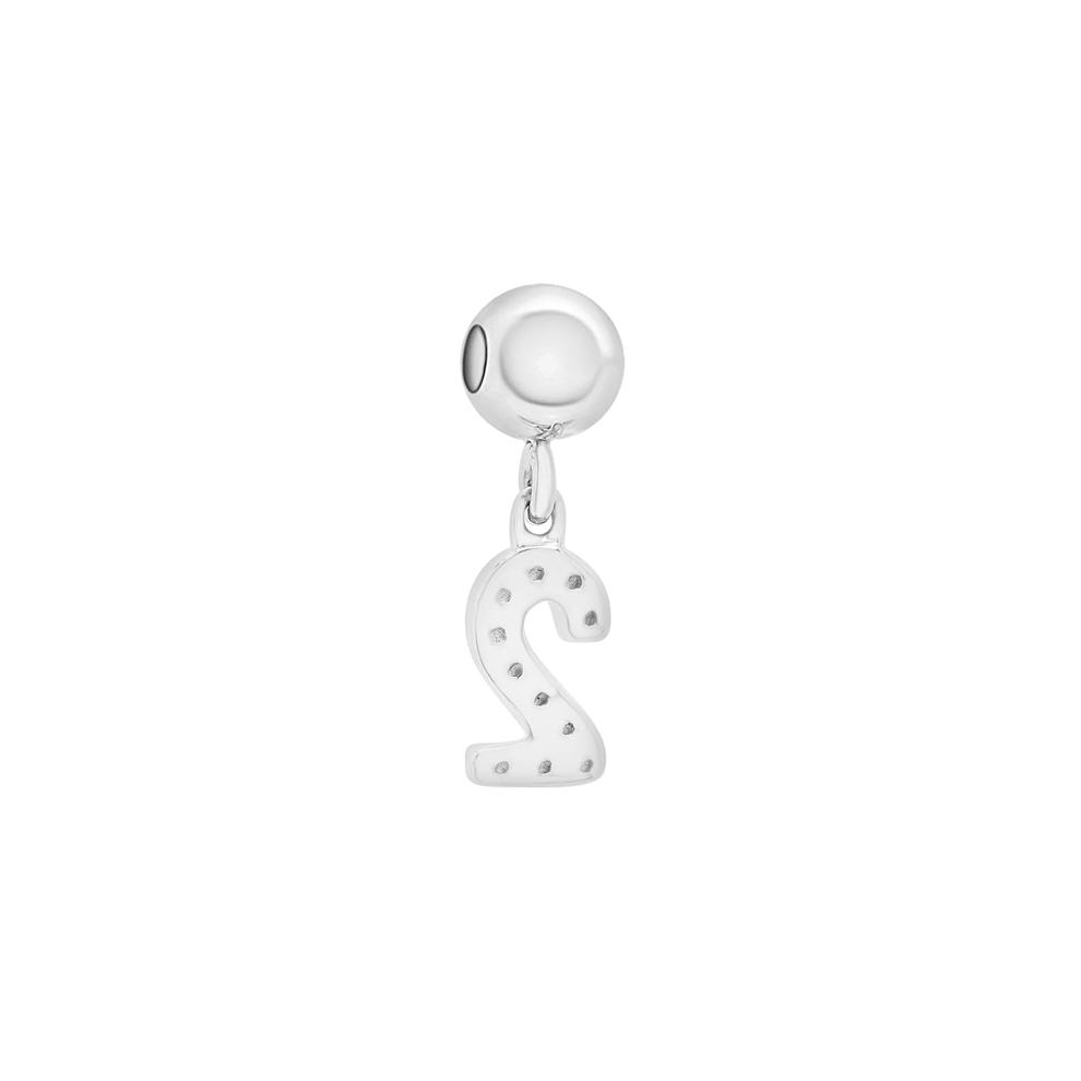 Diamond Accent  Number 2 Bead Charm in Sterling Silver – Image 3 of 3