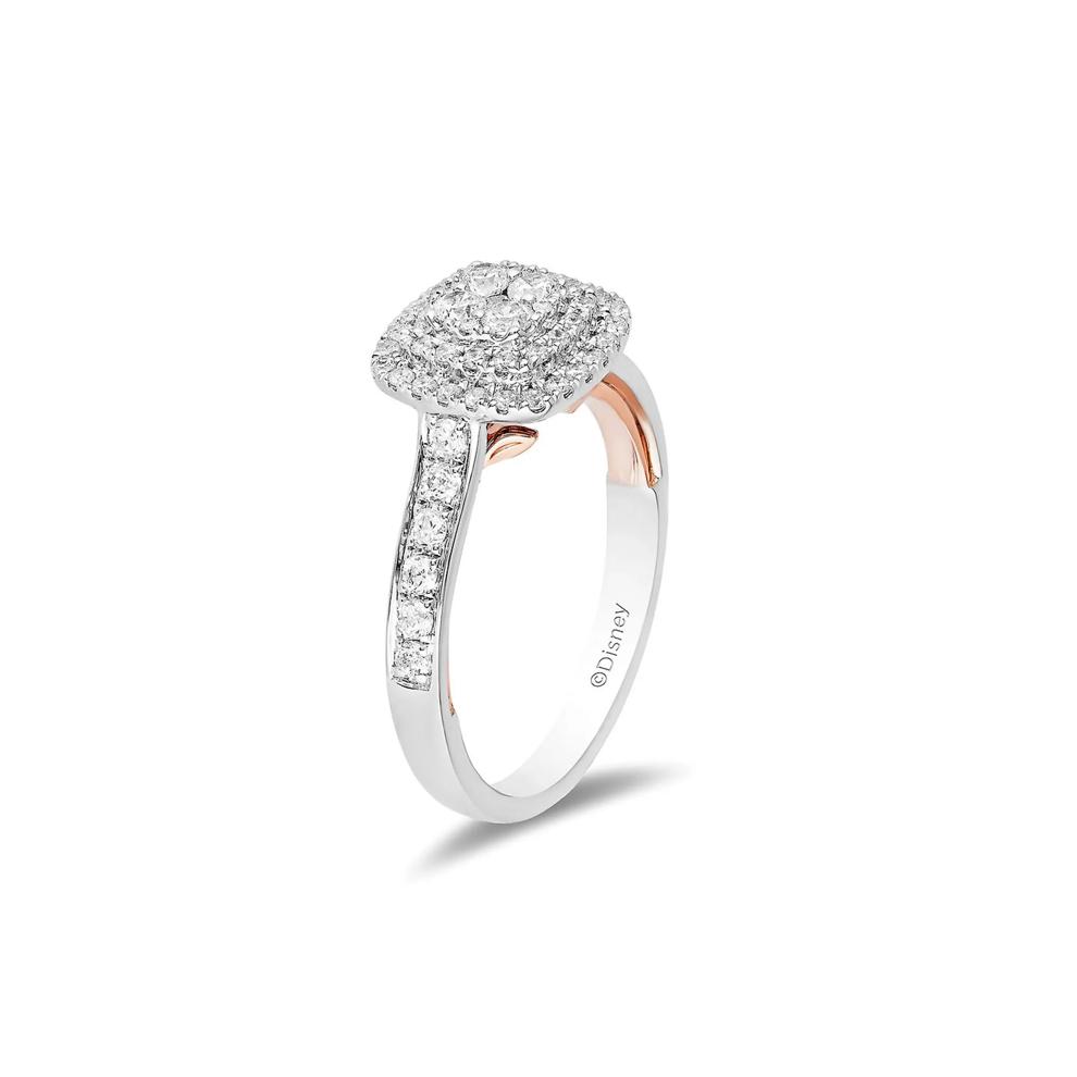 Enchanted Disney 5/8 ct. tw. Diamond Belle Engagement Ring in 14K White &amp; Rose Gold – Image 3 of 4