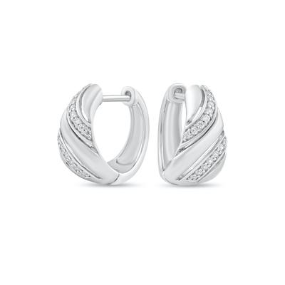 Diamond Hoop Earrings in Sterling Silver, 15mm (1/7 ct. tw.)