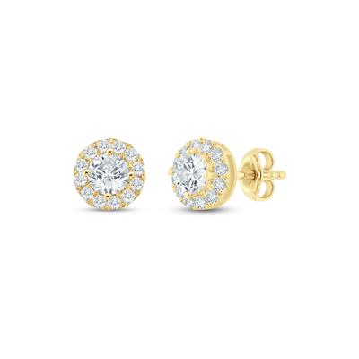 Lab Grown Diamond Halo Stud Earrings in 14K Yellow Gold (1 ct. tw.)