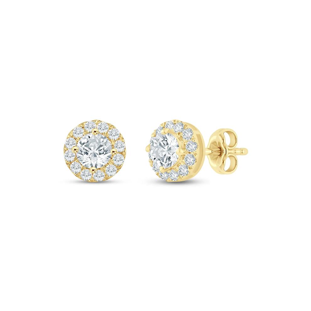 Lab Grown Diamond Halo Stud Earrings in 14K Yellow Gold (1 ct. tw.)  – Image 1 of 1