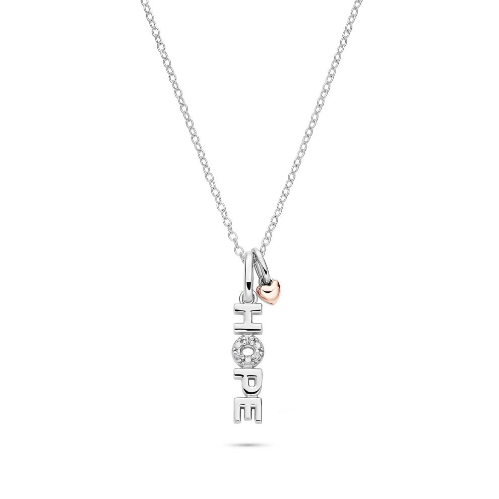 Lab Grown Diamond Accent Hope Pendant in Sterling Silver &amp; 10K Rose Gold – Image 1 of 5