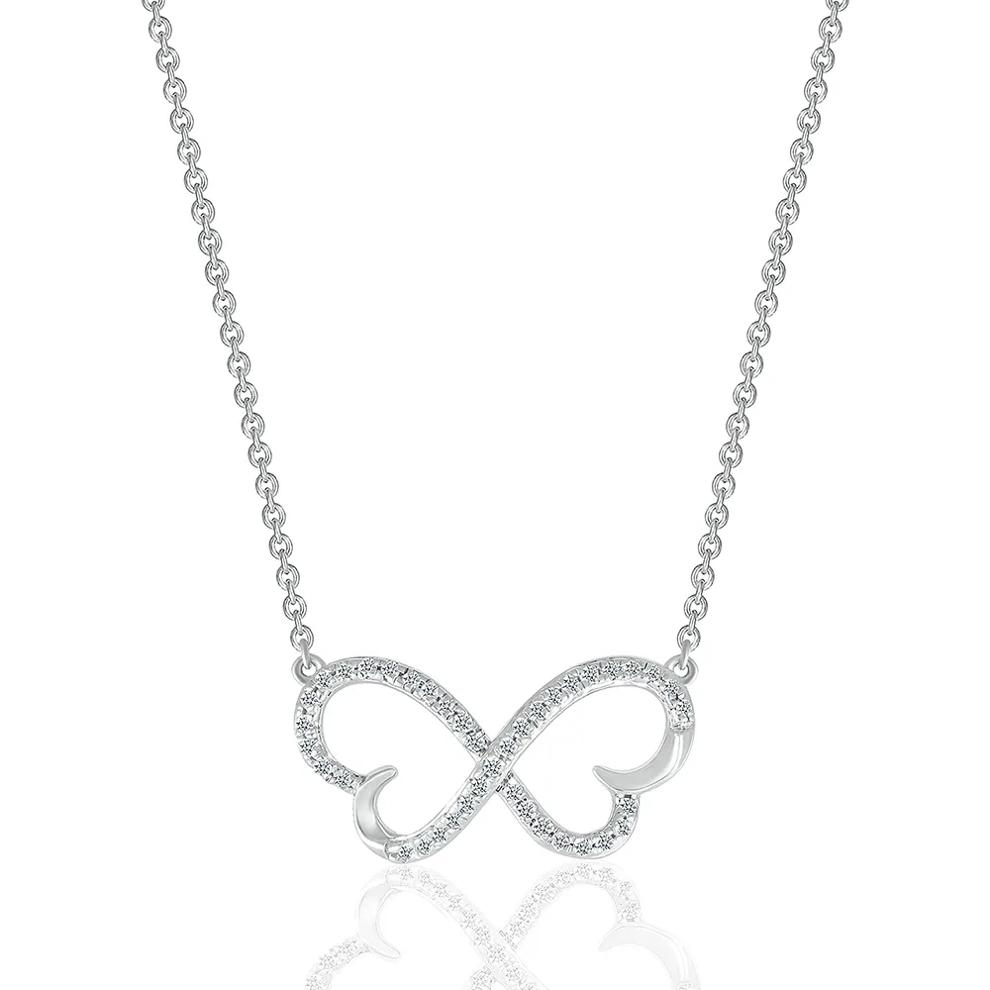 Diamond Butterfly Necklace with Infinity Design in Sterling Silver (1/7 ct. tw.) – Image 1 of 2