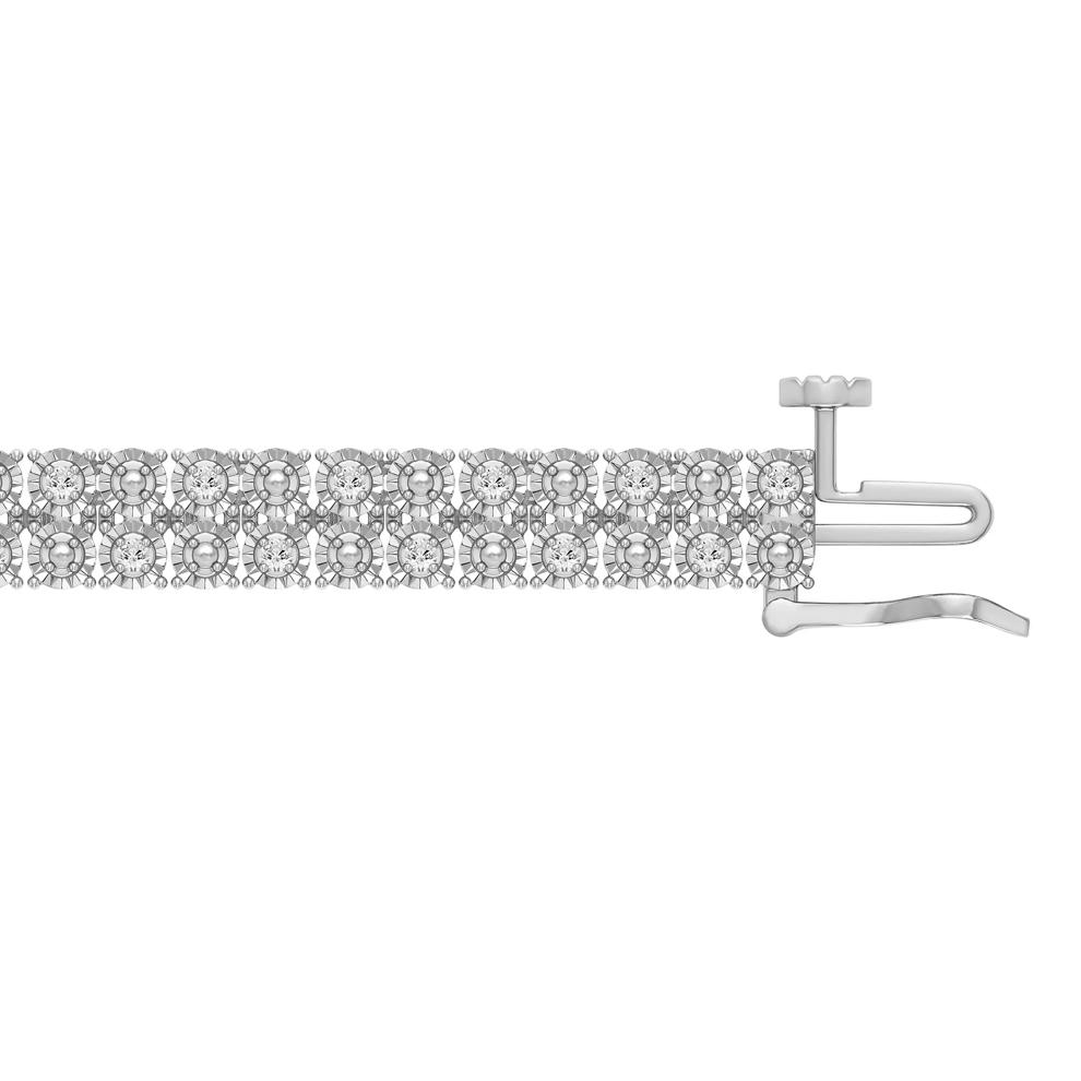 Double Row Diamond Tennis Necklace in Sterling Silver (1 ct. tw.) – Image 3 of 3