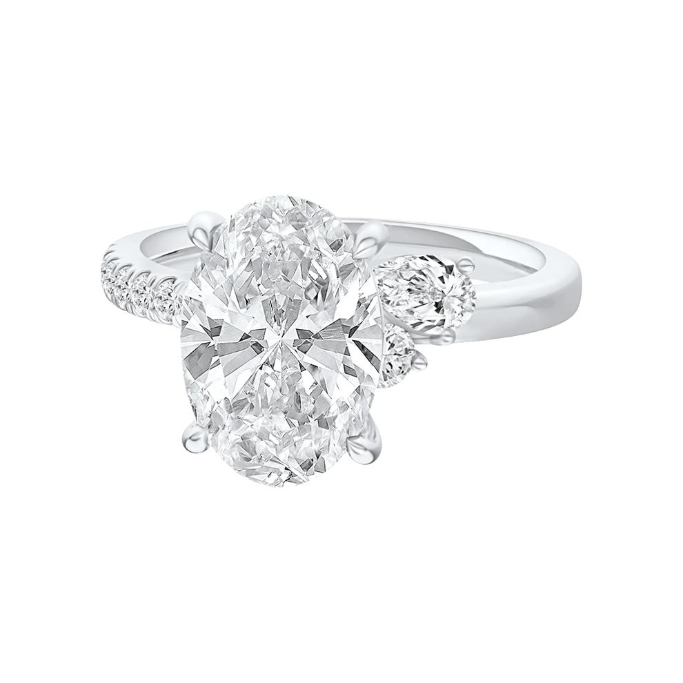 Ella Lab Grown Diamond Oval Center Engagement Ring in 14K White Gold (3 1/3 ct. tw.) – Image 5 of 5