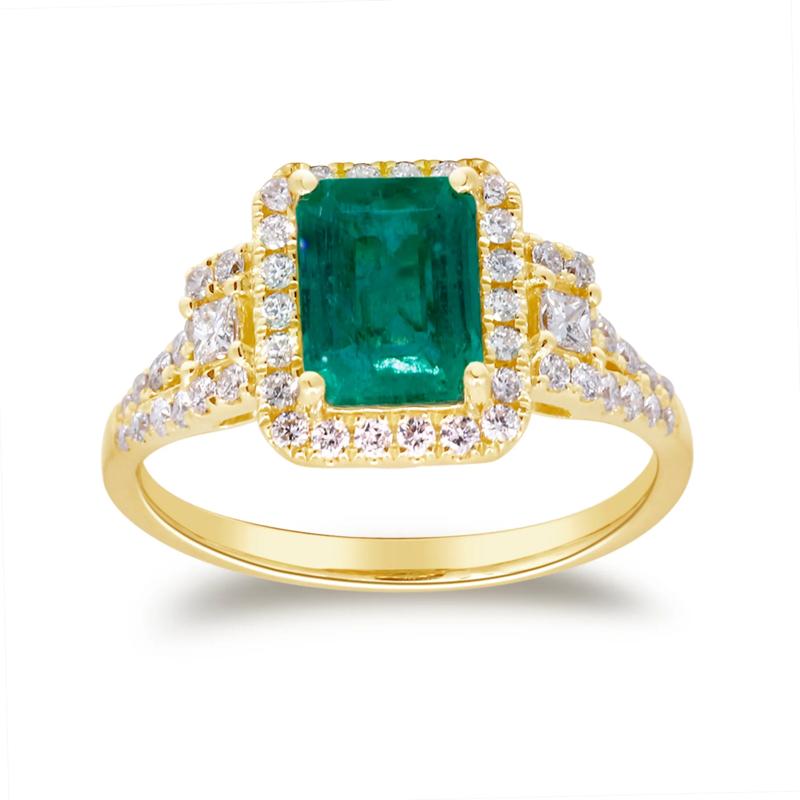 Limited Edition Emerald-Cut Emerald &amp; Diamond Ring in 14K Yellow Gold &#40;1/2 ct. tw.&#41; – Image 4 of 5