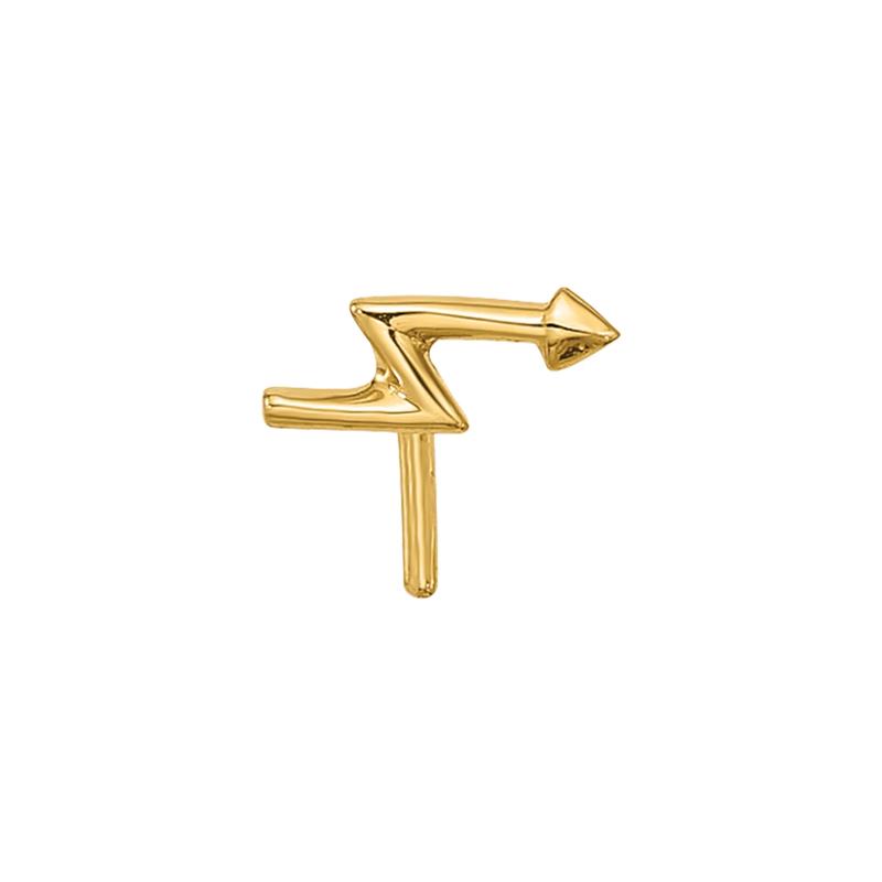 Polished Lightning Bolt Nose Stud in 14K Yellow Gold, 22 Gauge – Image 3 of 3