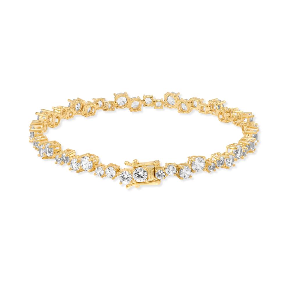 Lab-Created White Sapphire Tennis Bracelet in 14K Gold Vermeil, 7.25" – Image 2 of 2