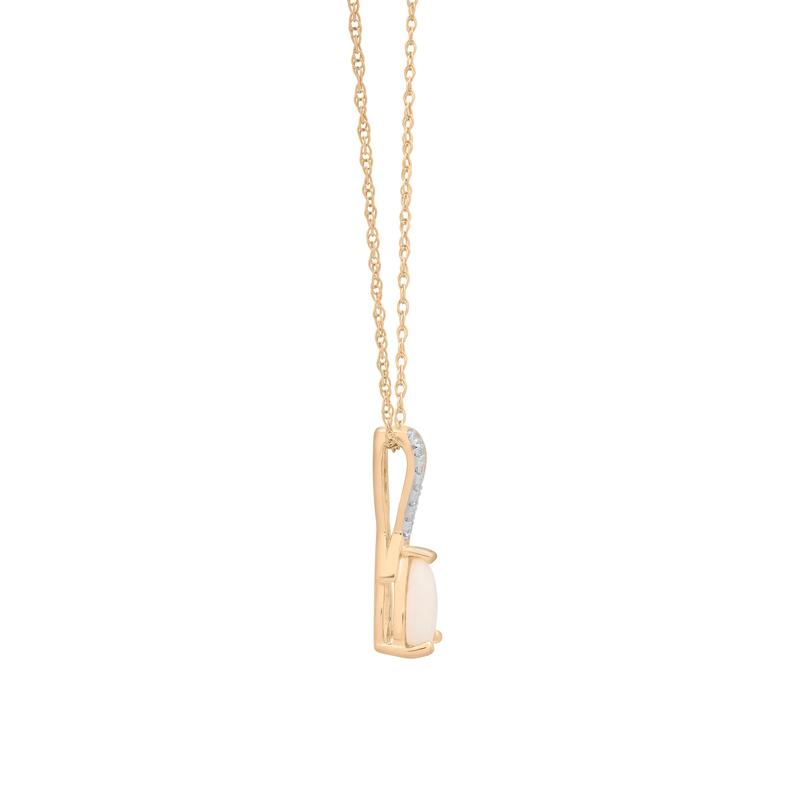 Australian Opal and Diamond Accent Drop Pendant in 10K Yellow Gold – Image 3 of 4