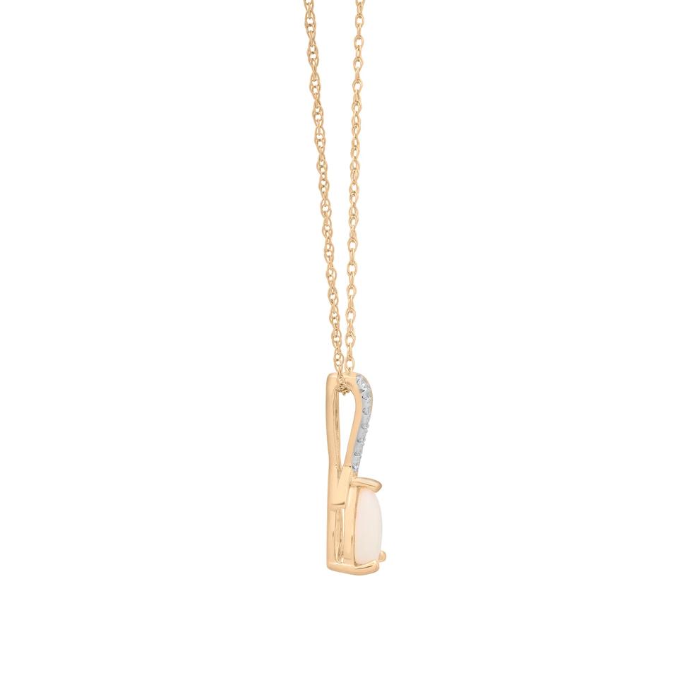 Australian Opal and Diamond Accent Drop Pendant in 10K Yellow Gold – Image 3 of 4
