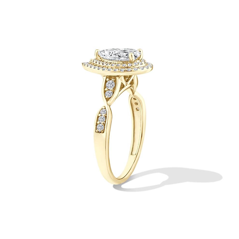 Lab Grown Diamond Pear-Shaped Center Engagement Ring in 10K Yellow Gold (1 3/8 ct. tw.) – Image 3 of 4