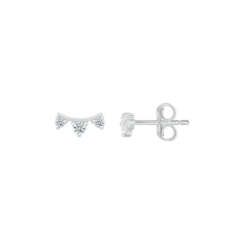 Diamond Curve Bar Stud Earrings in 10K White Gold &#40;1/10 ct. tw.&#41; – Image 3 of 3