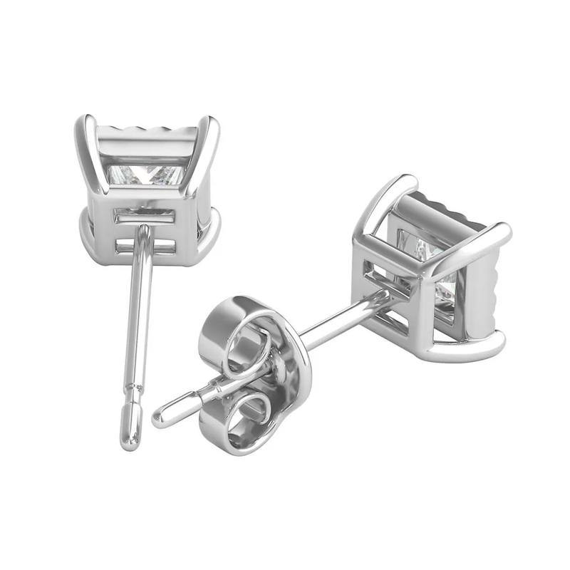 Princess-Cut Diamond Illusion Stud Earrings in 10K White Gold &#40;1/2 ct. tw.&#41; – Image 3 of 4